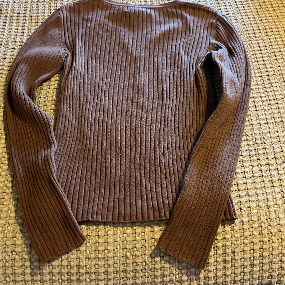 Chadwicks Chocolate Ribbed Knit Top - Picture 4 of 6